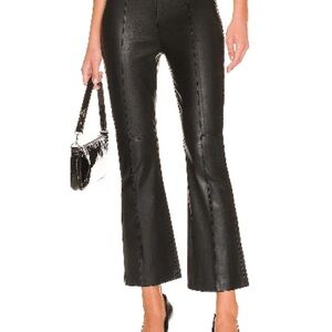 L'Academie Black leather Boot Cut Flare Pants